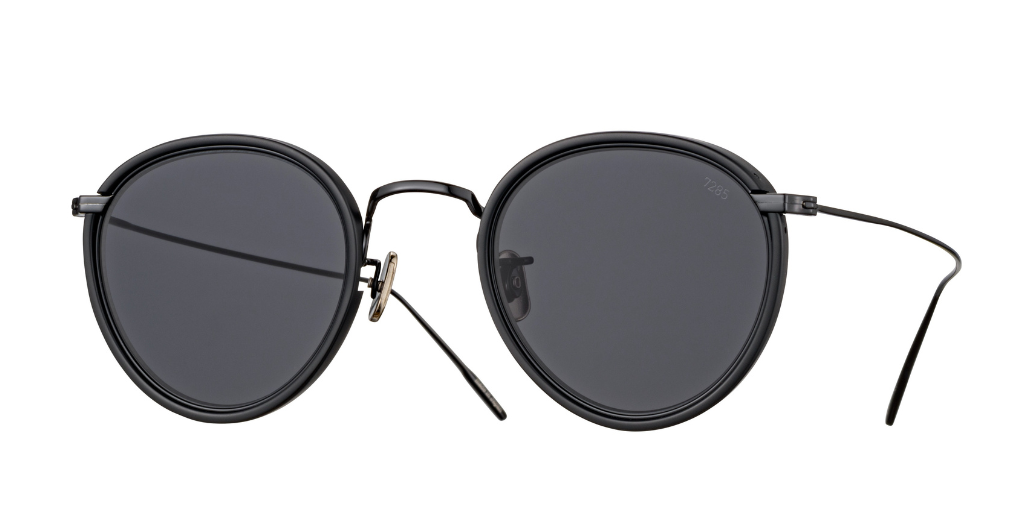 eyevan 717 E | 112802 pantoförmige sonnenbrille in schwarz mit grauen gläsern