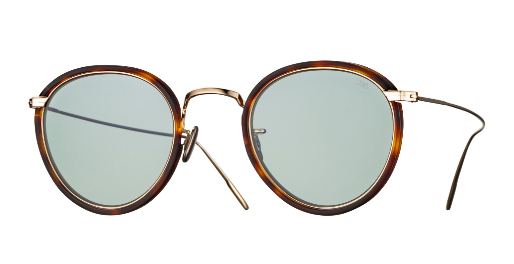 eyevan 717 E | 352902 pantoförmige sonnenbrille in havana und gold mit grünen gläsern