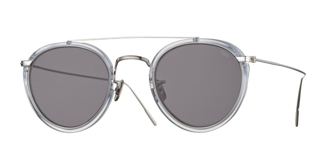 eyevan 762 2030 aviator sonnenbrille in transparent und silber mit grauen gläsern