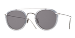 eyevan 762 2030 aviator sonnenbrille in transparent und silber mit grauen gläsern