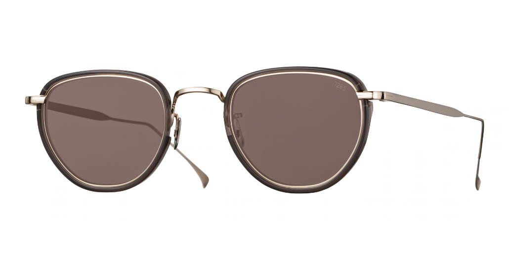 eyevan 797 1031 pantoförmige sonnenbrille in gold und braun mit braunen gläsern