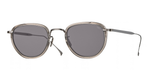 eyevan 797 346801 pantoförmige sonnenbrille in silber und grau mit grauen gäsern