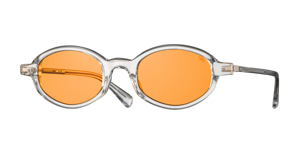 eyevan 799E 211 ovale sonnenbrille aus acetat in transparent mit orangenen gläsern