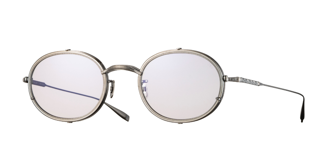 eyevan 804 801 ovale sonnenbrille in silber mit verschiedenen glaseinsätzen und grauen gläsern