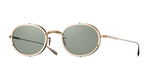 eyevan 804 819 ovale sonnenbrille in gold mit verschiedenen glaseinsätzen und grünen gläsern