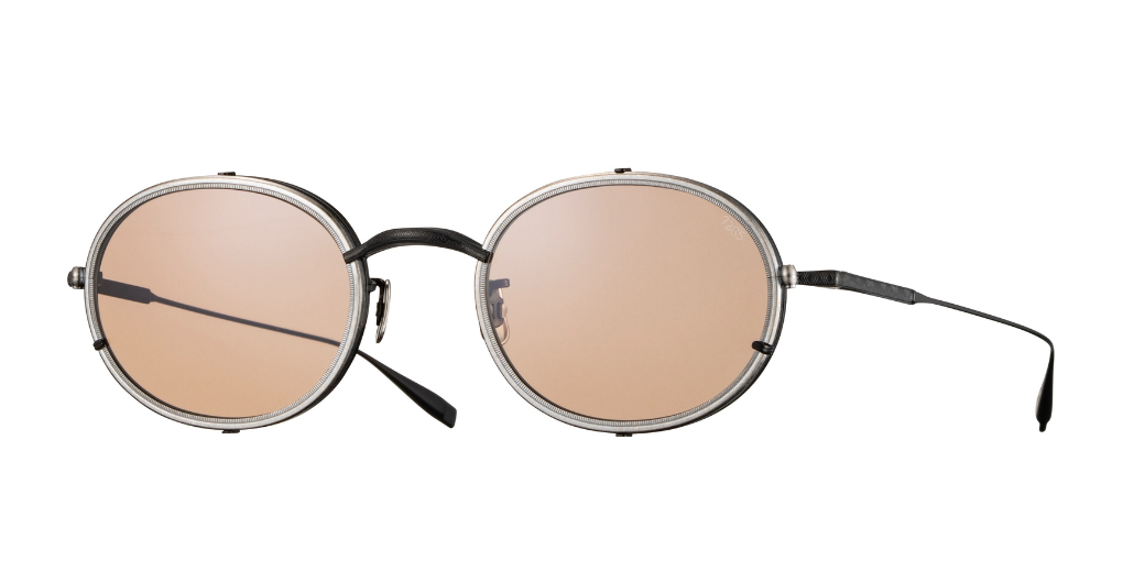 eyevan 804 824 ovale sonnenbrille in schwarz mit verschiedenen glaseinsätzen und braunen gläsern
