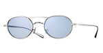 eyevan Eldridge | S ovale sonnenbrille mit doppelsteg aus titan in silber und blauen gläsern