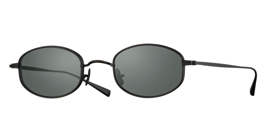eyevan Thompson | MBK ovale sonnenbrille aus titan in schwarz mit grauen gläsern