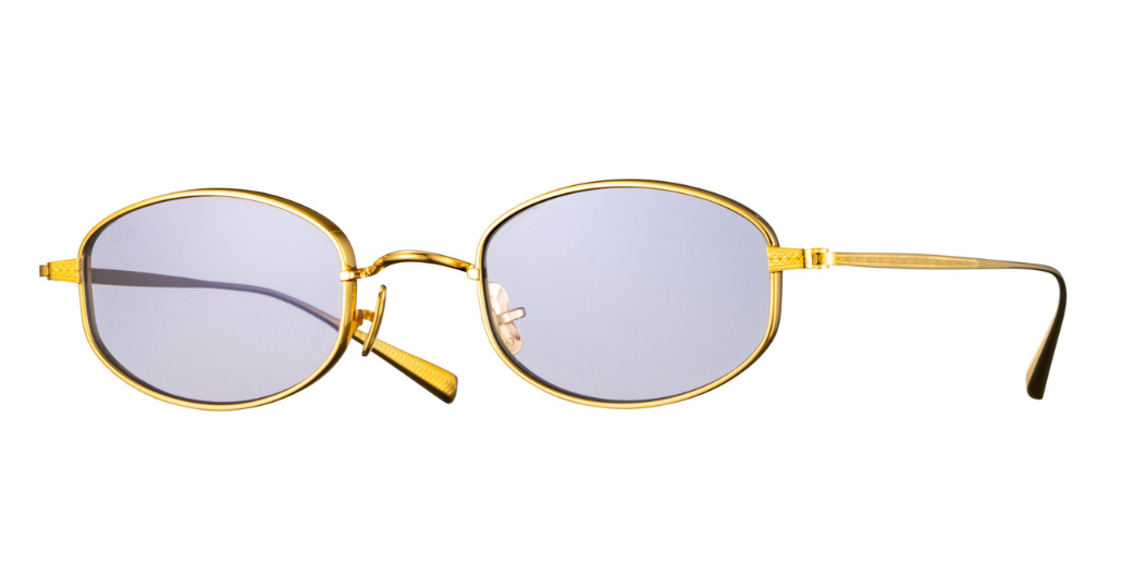 eyevan Thompson yg ovale sonnenbrille aus titan in gold mit violetten gläsern