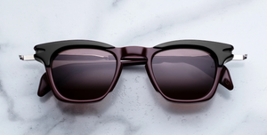 jacques marie mage kennedy bordeaux empire eckige sonnenbrille in rot und schwarz mit braunen gläsern