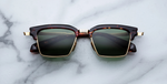 jacques marie mage alin etna eckige sonnenbrille in havana und gold mit grünen gläsern