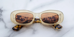 jacques marie mage ann dun sonnenbrille aus acetat in beige und havana mit orangenen gläsern