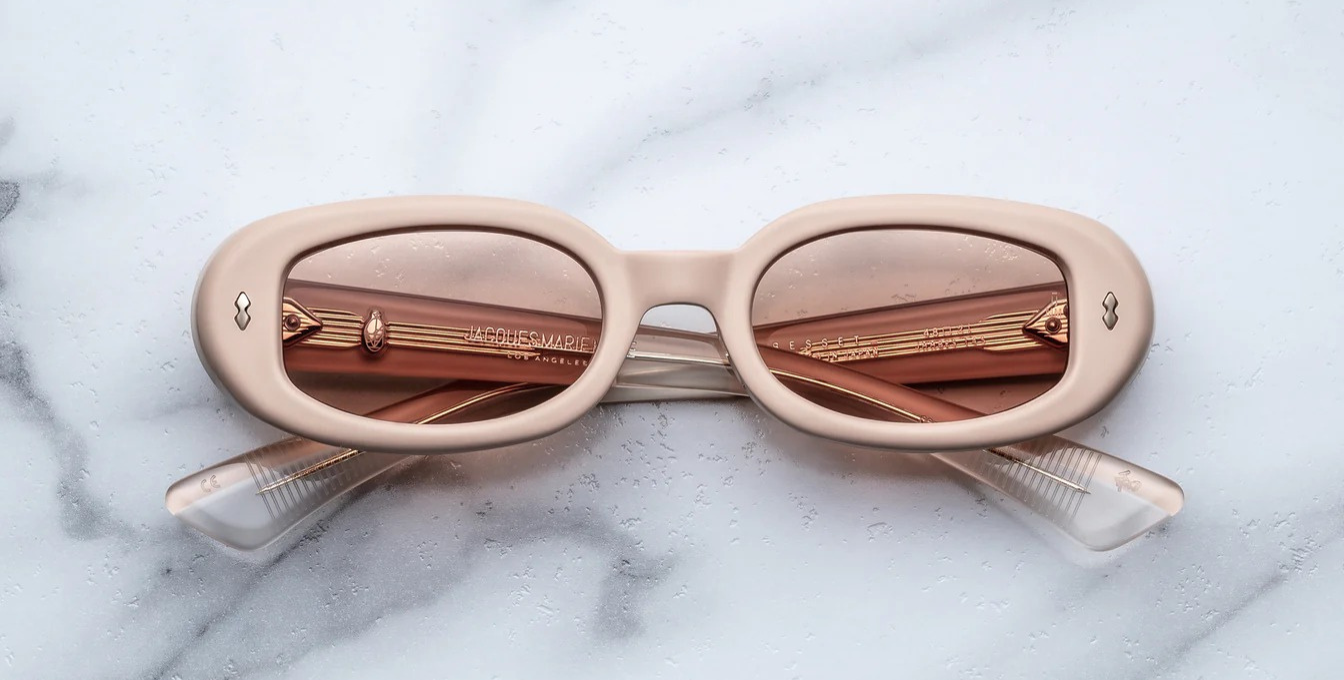 jacques marie mage besset dust suede ovale sonnenbrille in matt orange mit orangen gläsern 