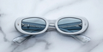 jacques marie mage besset sky suede ovale sonnenbrille in matt blau mit blauen gläsern