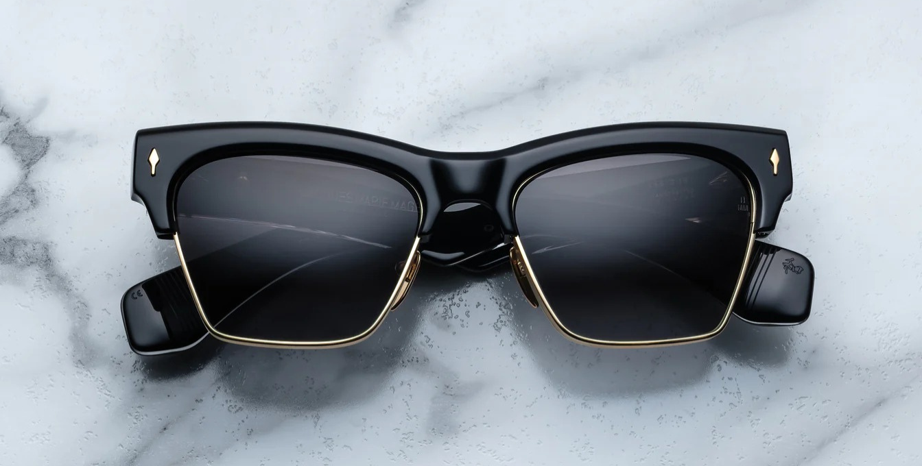 jacques marie mage bugsy ecplise2 cateye sonnenbrille in schwarz und gold mit dunkel grauen verlaufsgläsern