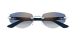 cartier 0580s 004 randlose sonnenbrille in silber und blau mit blauen gläsern