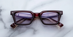 jacques marie mage casablanca cherry eckige sonnenbrille in rot mit violetten gläsern