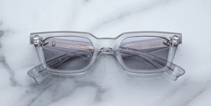 jacques marie mage casablanca sulfur eckige sonnenbrille aus acetat in grau transparent mit grauen gläsern