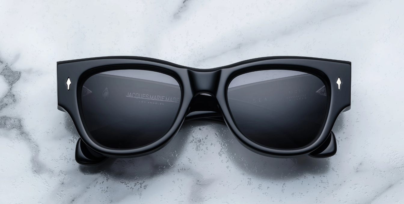 jacques marie mage chelsea black eckige sonnenbrille in schwarz mit schwarzen gläsern