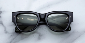 jacques marie mage chelsea cobra eckige sonnenbrille in schwarz mit grünen gläsern