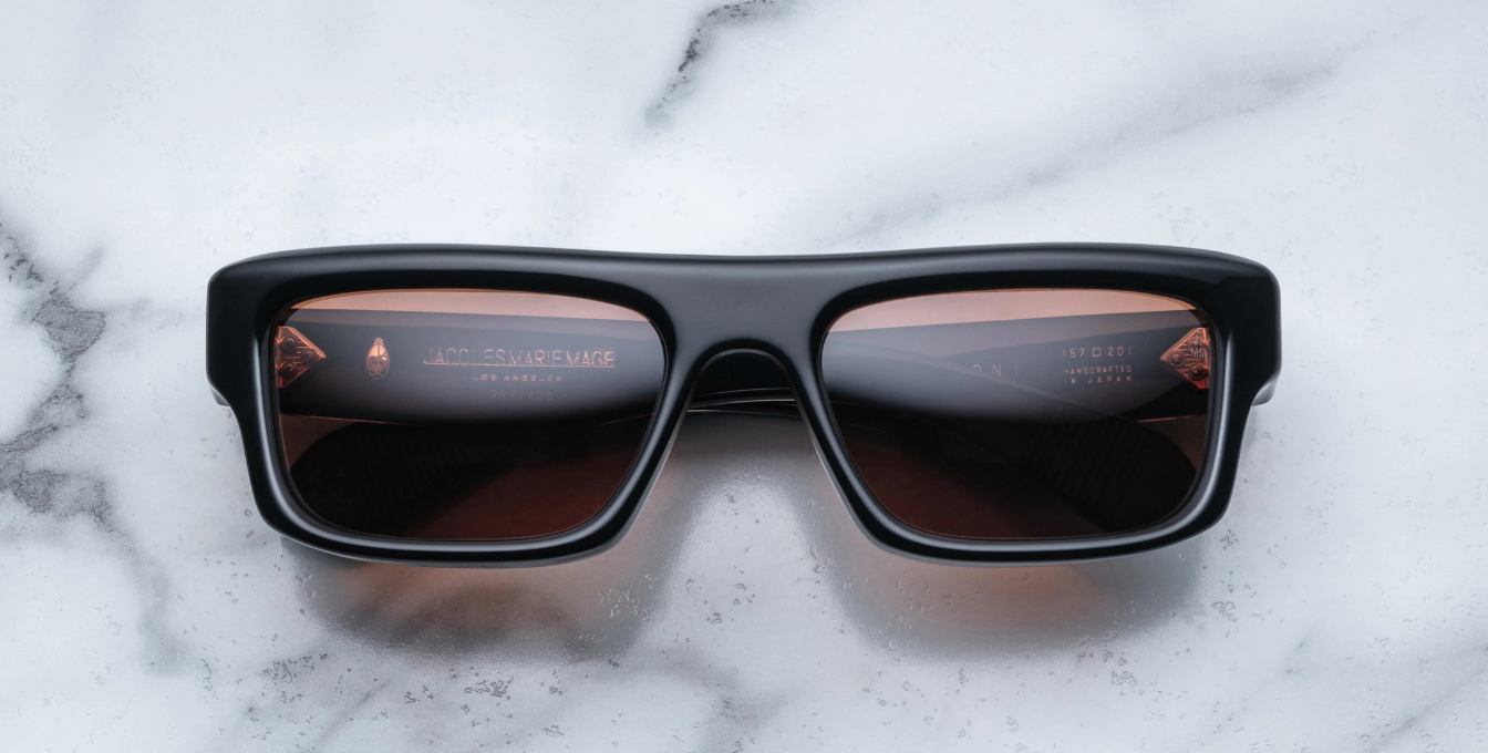jacques marie mage cleavon 57 ecplise 2 eckige sonnenbrille in schwarz mit roten gläsern