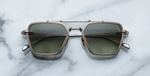 jacques marie mage commodore silver eckige sonnenbrille in silbe rund gold mit grünen verlaufsgläser