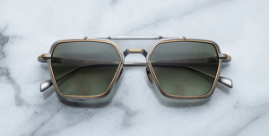 jacques marie mage commodore silver eckige sonnenbrille in silbe rund gold mit grünen verlaufsgläser