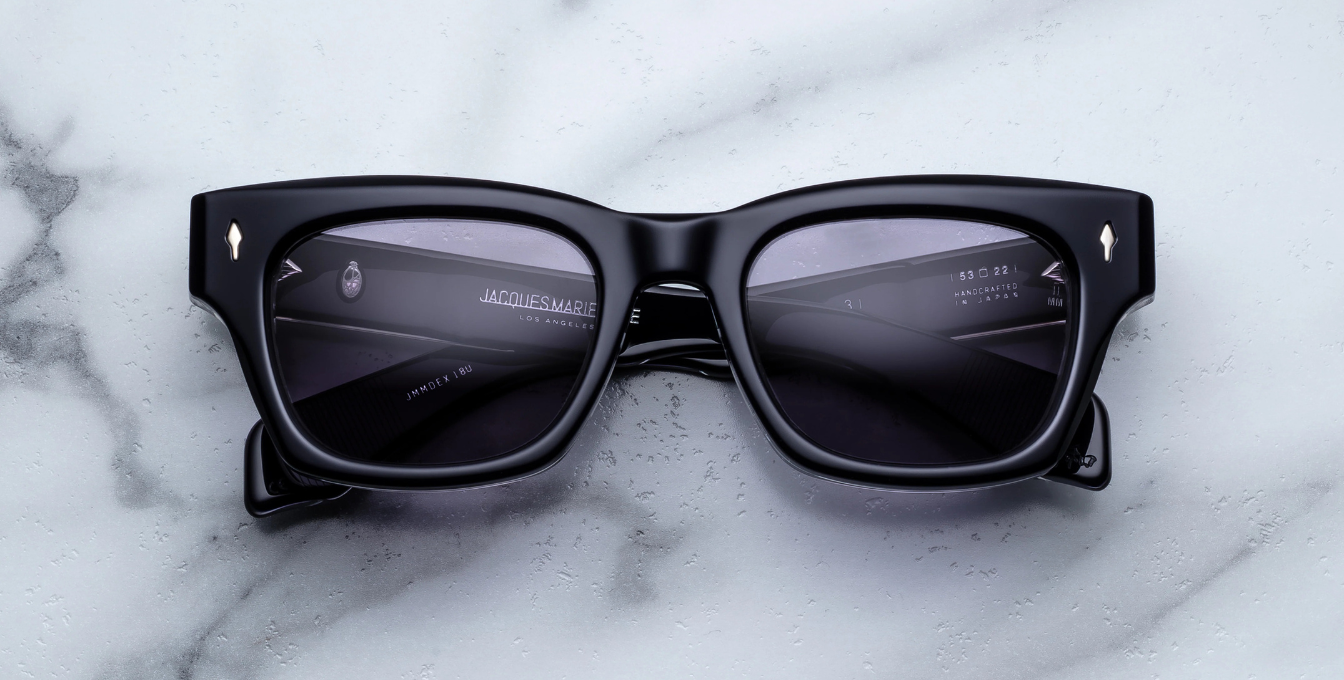 jacques marie mage dealan53 hudson eckige sonnenbrille in dunkelblau mit violetten gläsern