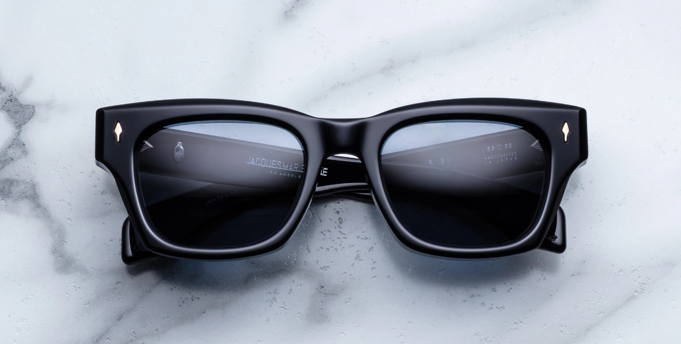 jacques marie mage dealan53 lacquer eckige sonnenbrille in blau mit blauen gläsern