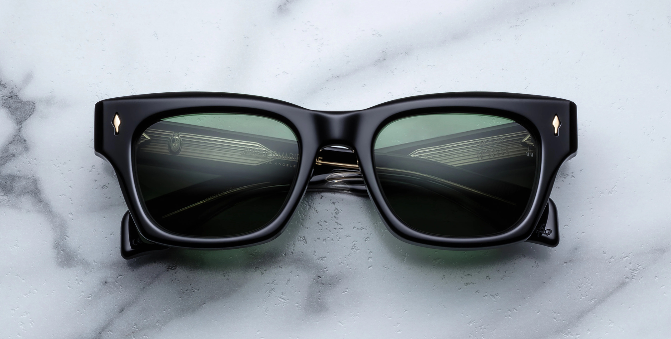 jacques marie mage dealan53 venom eckige sonnenbrille in schwarz mit grünen gläsern