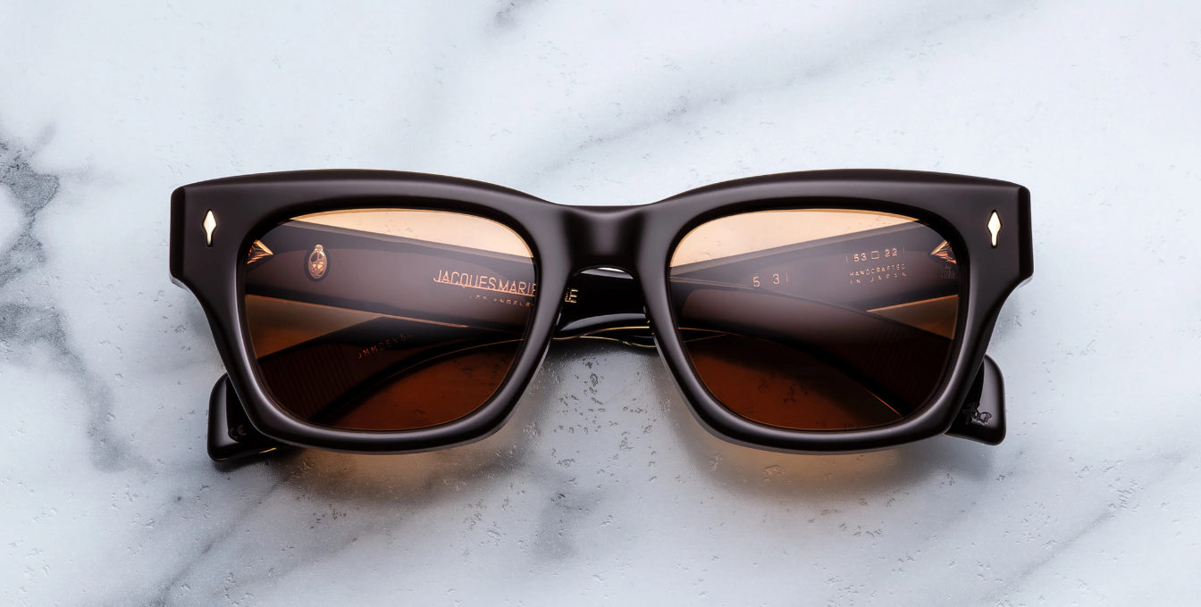 jacques marie mage dealan 53 walnut eckige sonnenbrille in braun mit orangenen gläsern
