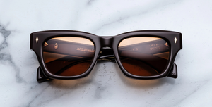 jacques marie mage dealan 53 walnut eckige sonnenbrille in braun mit orangenen gläsern