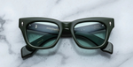 jacques marie mage dealan evergreen eckige sonnenbrille in grün mit grünen gläsern