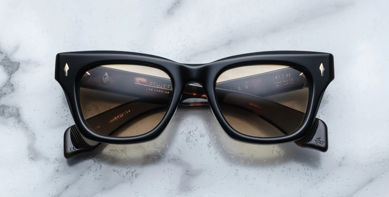 jacques marie mage dealan noir 15 eckige sonnenbrille in schwarz mit braunen gläsern