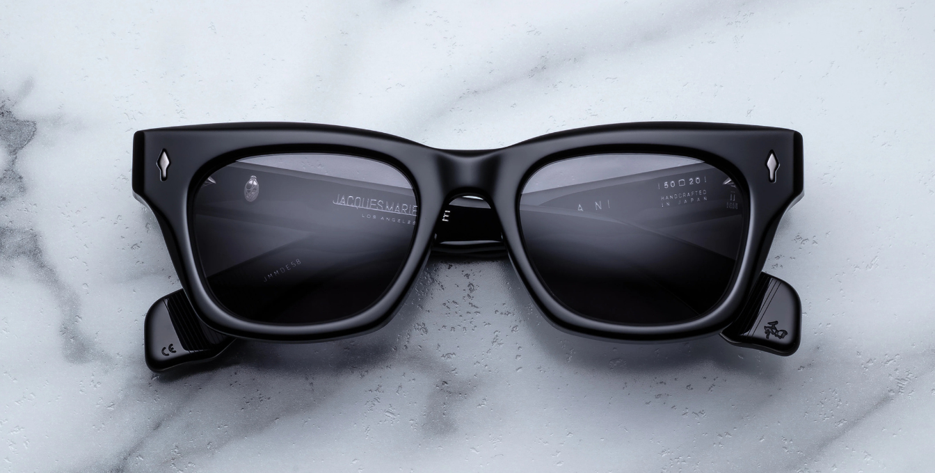 jacques marie mage dealan raven eckige sonnenbrille in schwarz mit grauen gläsern