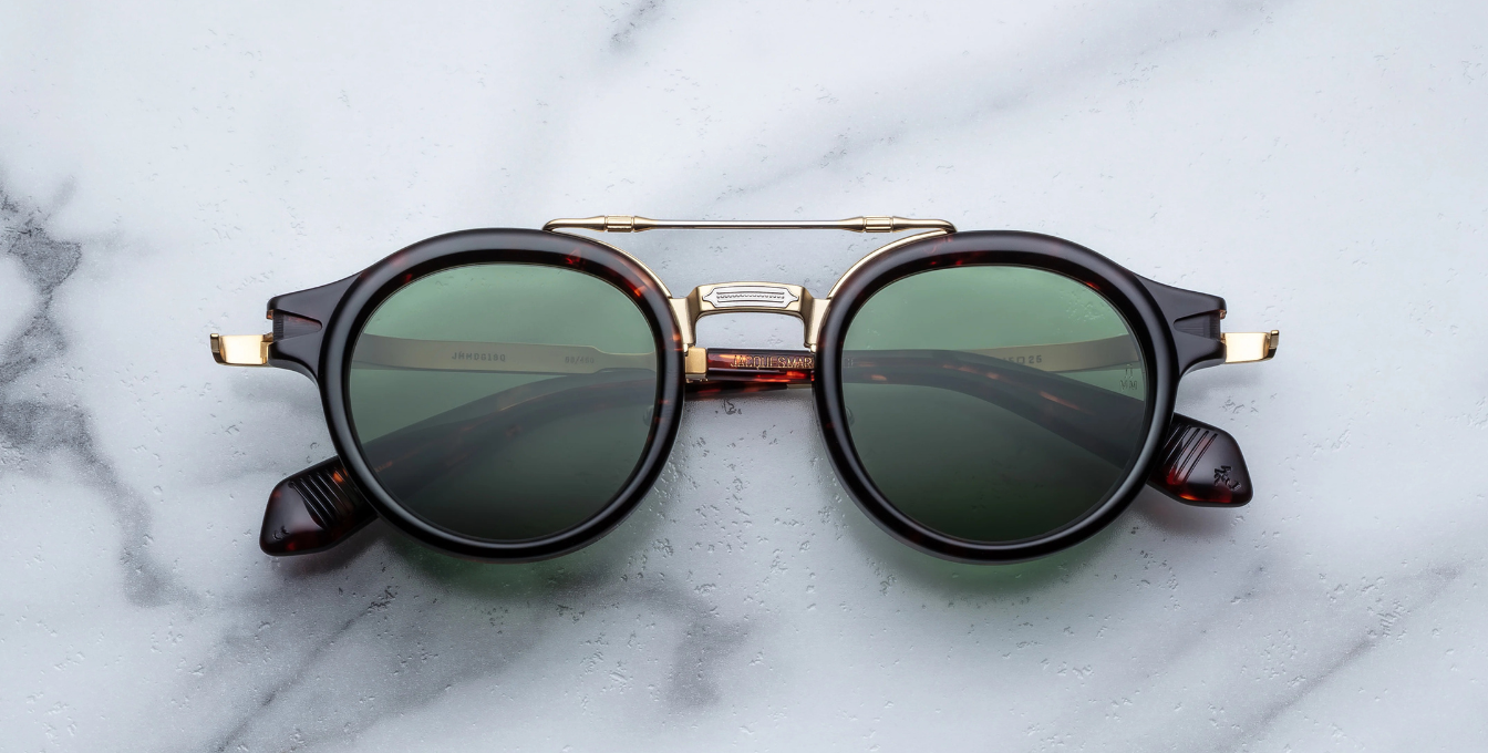 jacques marie mage delage etna runde sonnenbrille in havana und gold mit grünen gläsern