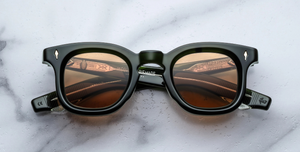 jacques marie mage devaux borneo eckige grüne sonnenbrille mit orangenen gläsern