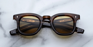 jacques marie mage devaux hazel eckige sonnenbrille in havana mit gelben gläsern