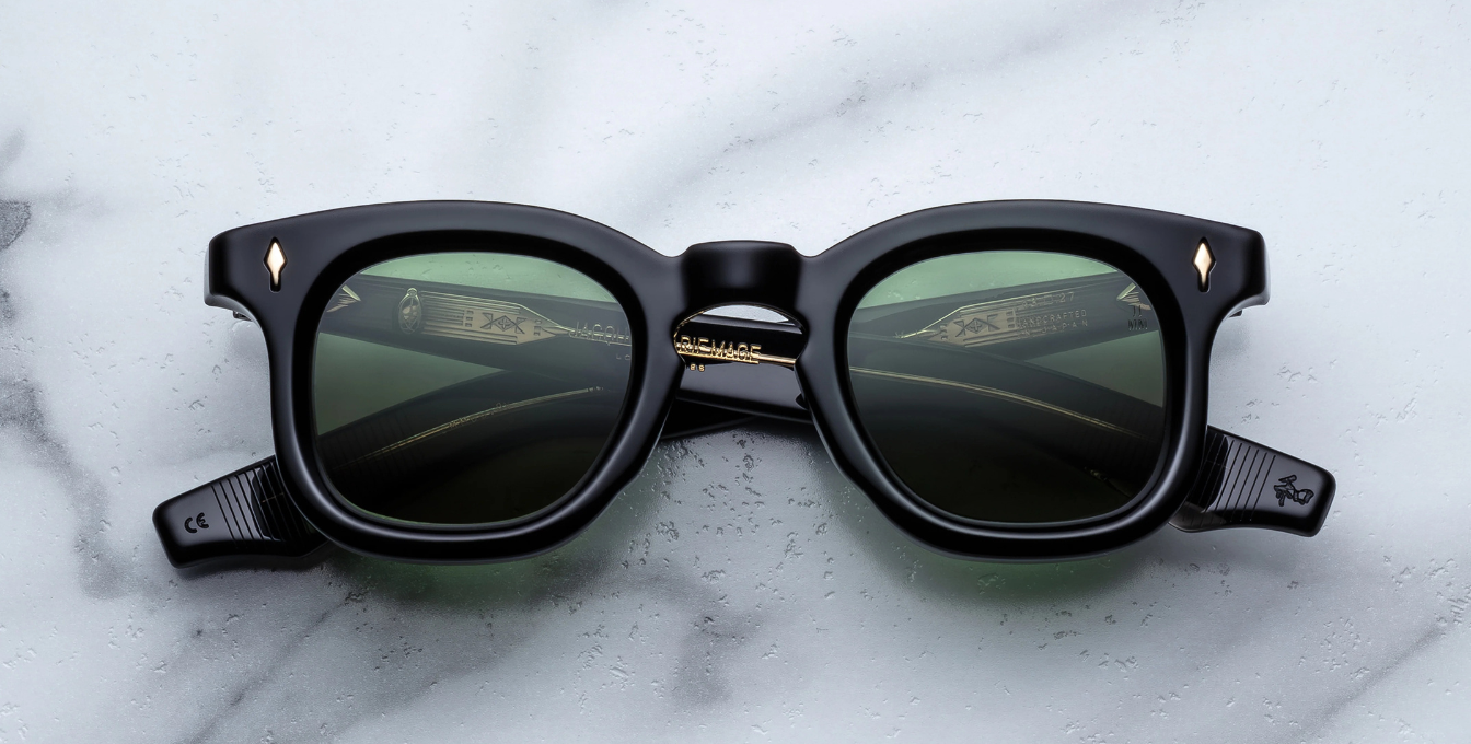 jacques marie mage devaux venom eckige schwarze sonnenbrille mit grünen gläsern