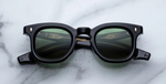 jacques marie mage devaux venom eckige schwarze sonnenbrille mit grünen gläsern