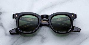 jacques marie mage devaux venom eckige schwarze sonnenbrille mit grünen gläsern