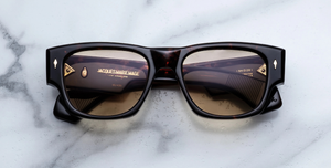 jacques marie mage dini agar eckige sonnenbrille in havana mit leicht gelben gläsern