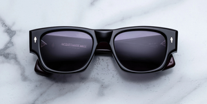 jacques marie mage dino bloodstone eckige sonnenbrille in schwarz mit grauen gläsern