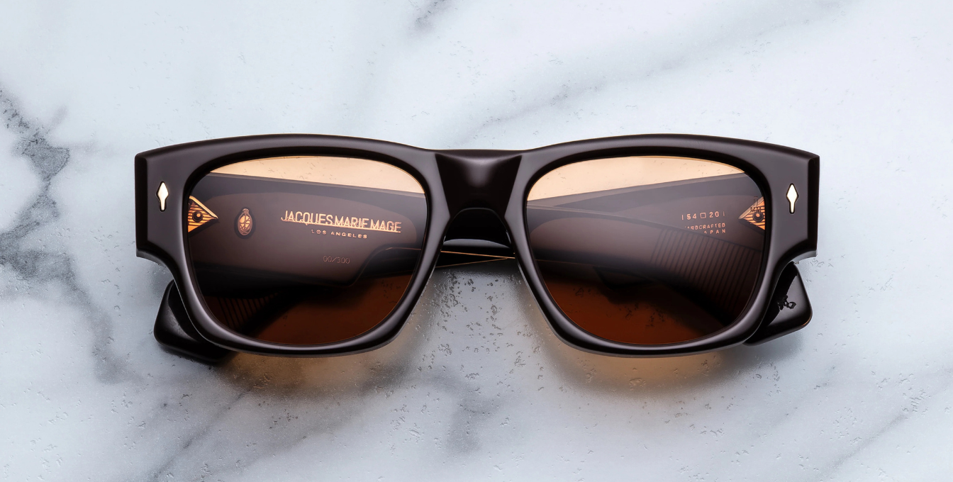 jacques marie mage dino walnut eckige sonnenbrille in braun mit braunen gläsern
