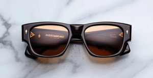 jacques marie mage dino walnut eckige sonnenbrille in braun mit braunen gläsern