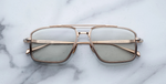 jacques marie mage earl altan eckige sonnenbrille in gold und silber mit grünen gläsern