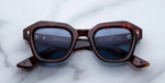 jacques marie mage eichler breccia eckige sonnenbrille in havana mit blauen gläsern