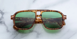 jacques marie mage elkhart vintage tort eckige sonnenbrille in havana mit grünen gläsern