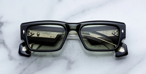 jacques marie mage engel borneo eckige sonnenbrille in grün aus acetat mit grünen gläsern