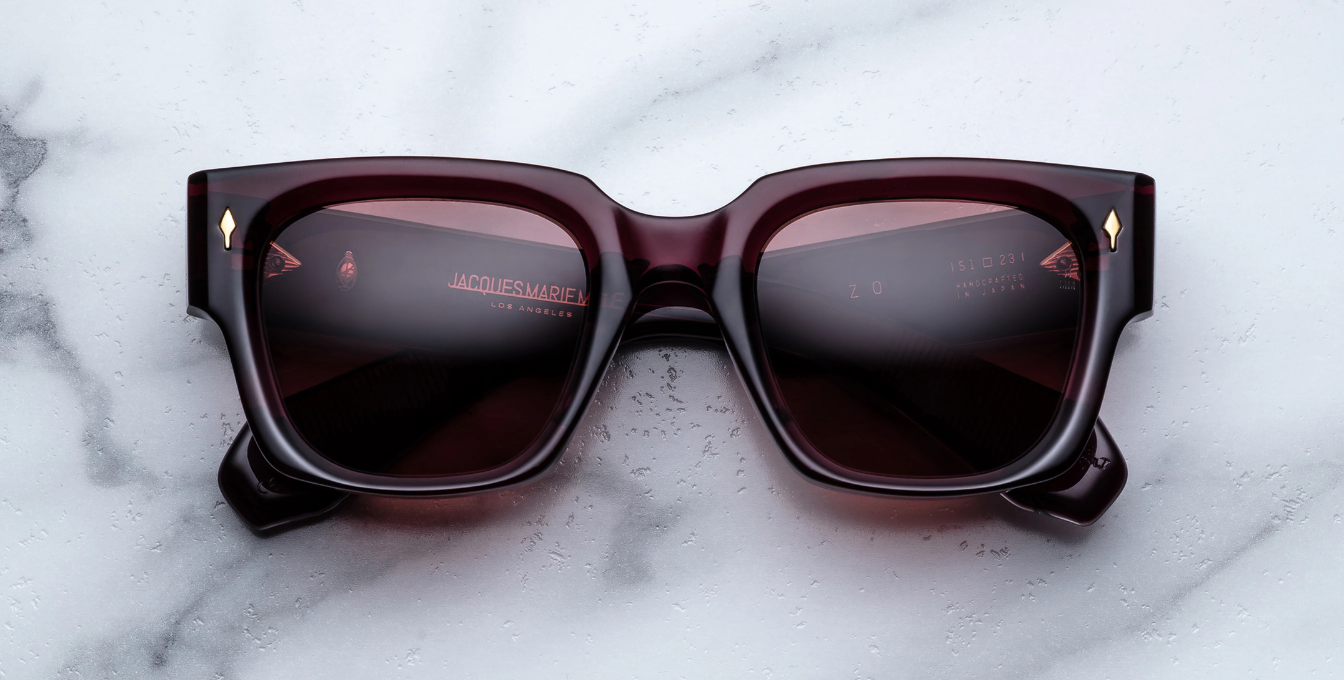 jacques marie mage enzo amarena eckige sonnenbrille in rot mit roten gläsern